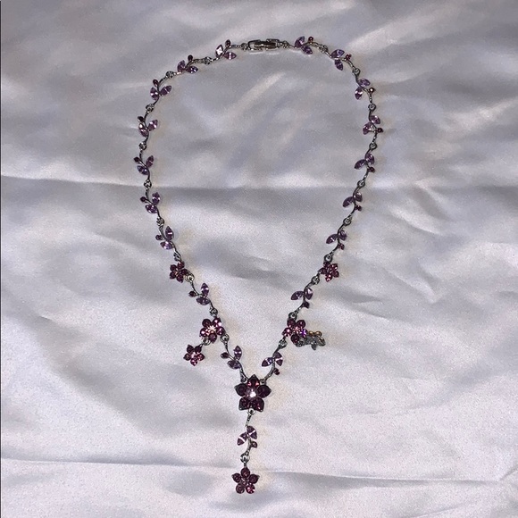 Purple Floral Stones Jewelry Set - Picture 3 of 6